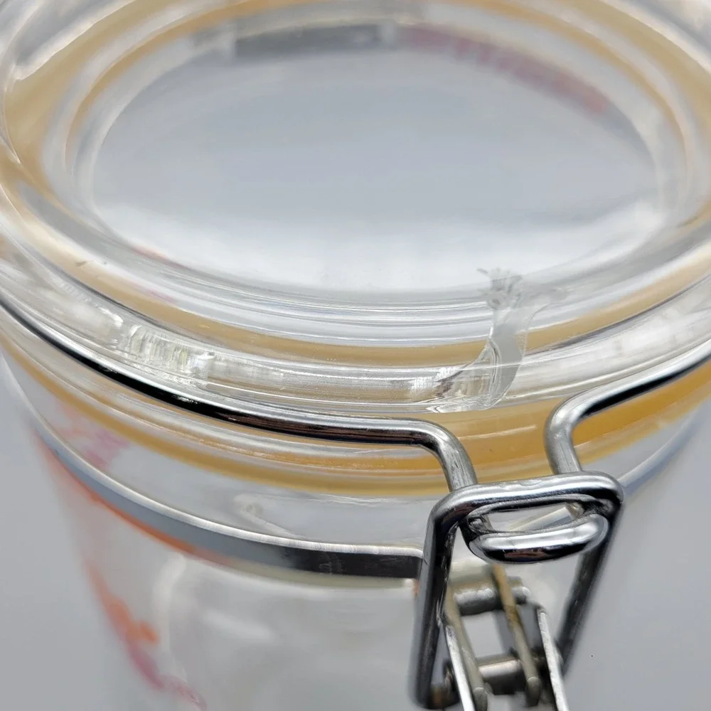 Vintage Dunkin Donuts Clear‎ Coffee Canister w Scoop, Holder, Locking Lid